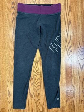 PINK Victoria's Secret Yoga Leggings with Purple Waistband *flaw